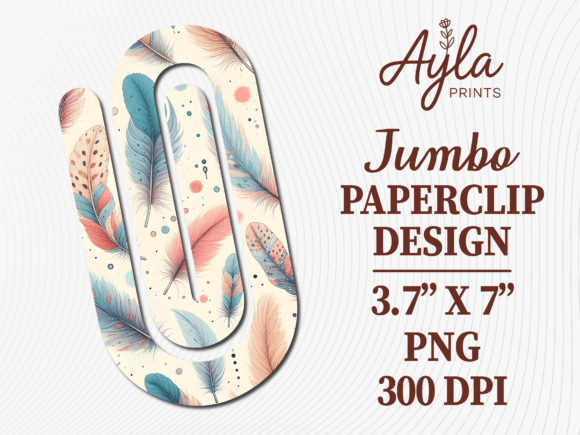 Boho Feather Watercolor Jumbo Paperclip: A Versatile Digital Asset for Creators and Educators