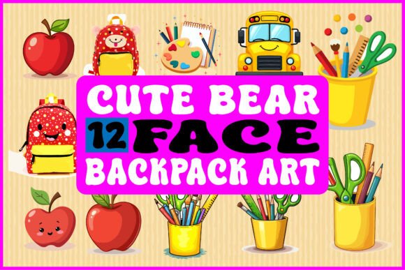 Cute Bear Face Backpack Art