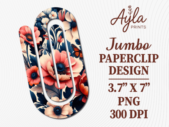 Dark Floral Botanical Jumbo Paperclip: Elevating Everyday Organization with Artistic Flair