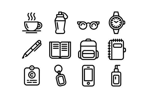 Everyday Essentials Student Life Line Icon Set