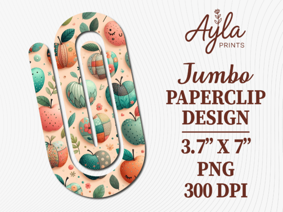 I Apples Fruit Pattern Jumbo Paperclip