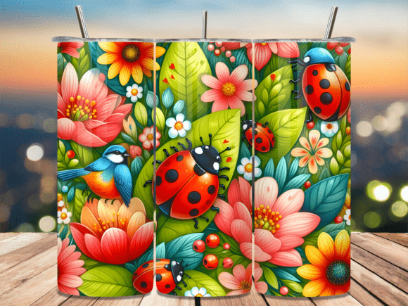 Ladybug Floral Garden Tumbler Wrap: A Fresh Take on Personalized Drinkware