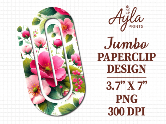 Pink Flowers Kawaii Jumbo Paperclip PNG