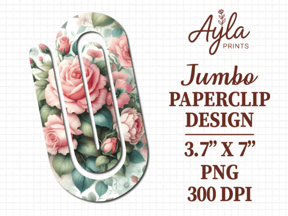 Pink Rose Floral Pattern Jumbo Paperclip: Elevating Everyday Organization with a Touch of Elegance