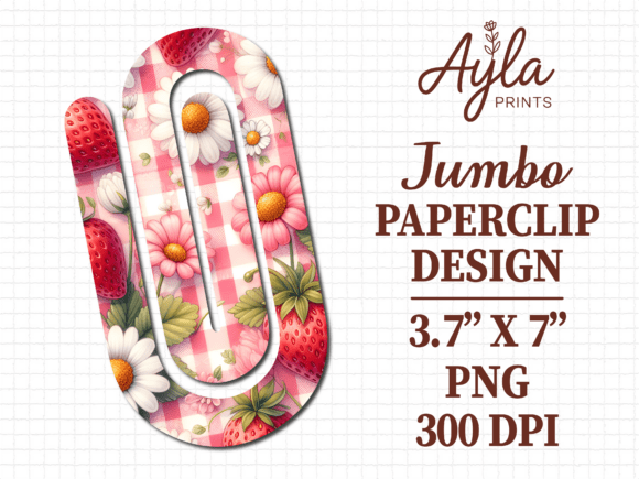 Pink Strawberry Floral Jumbo Paperclip