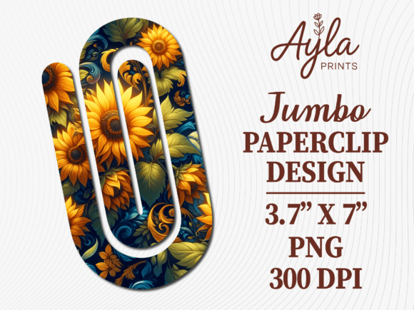 Sunflower Floral Rustic Jumbo Paperclip